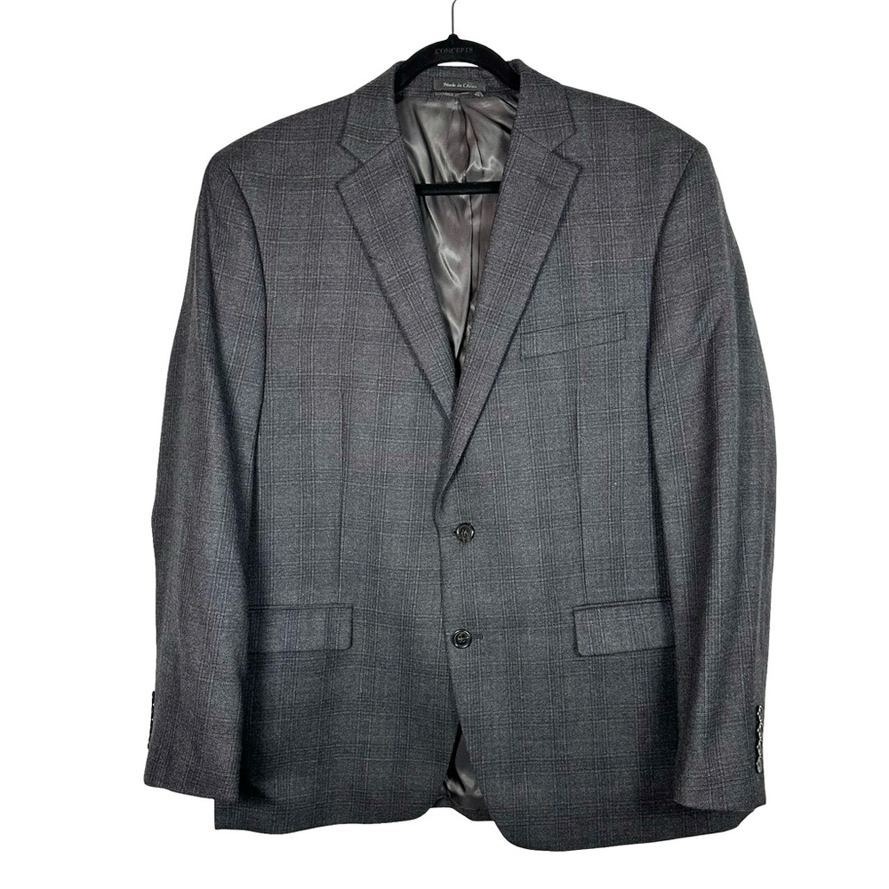 Lauren Ralph Lauren Men’s Black & Gray Plaid Wool Sport Coat Blazer Size 44R